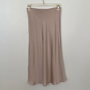 Champagne/blush pink satin skirt